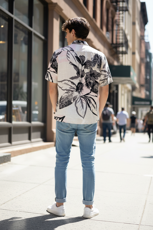 Camicia yd. botanica lino – modello retro look urbano casual