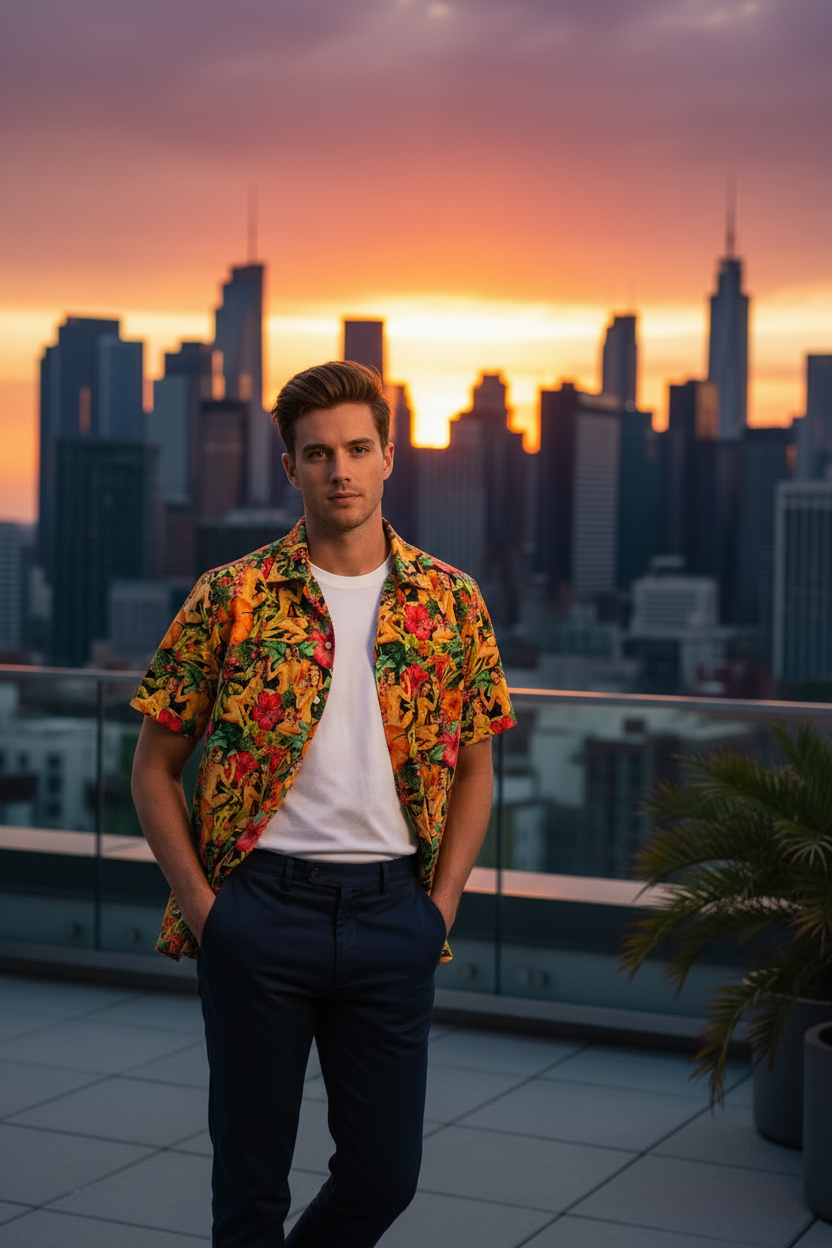 Camicia Tropicool - rooftop al tramonto