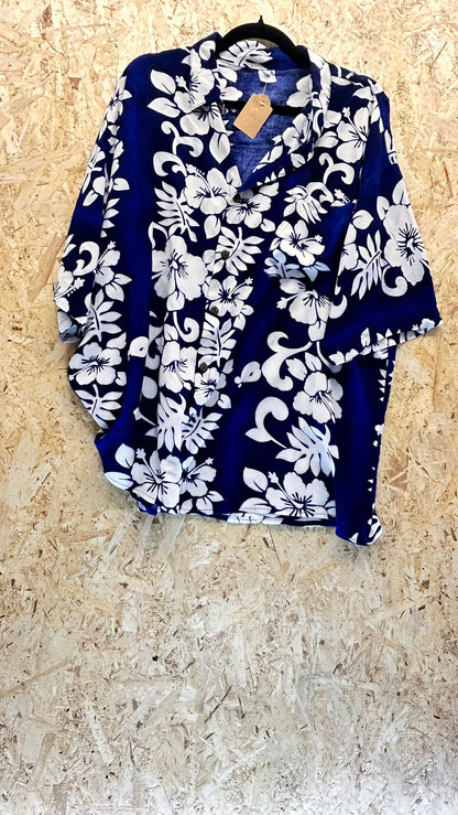 Camicia Hawaiana Handmade in Bali – Ibischi Bianchi Taglia XL