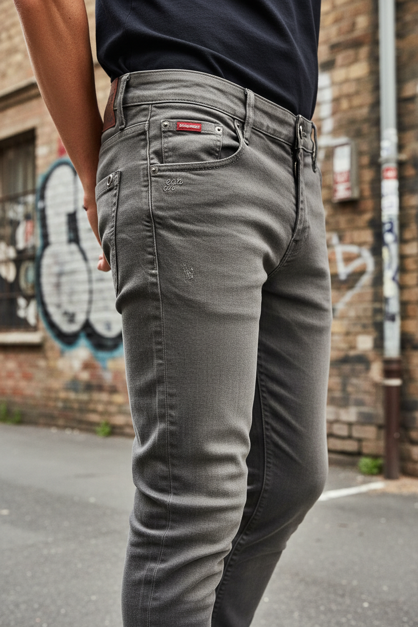 DSQUARED2 jeans grigio dettagli etichetta rossa e bottoni