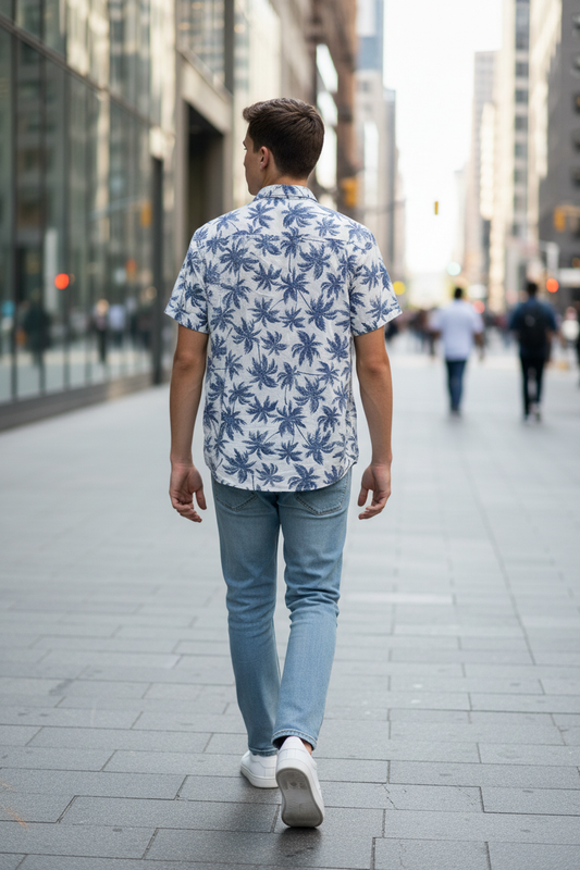 Camicia Brilliant Basics palme – modello retro look urbano casual